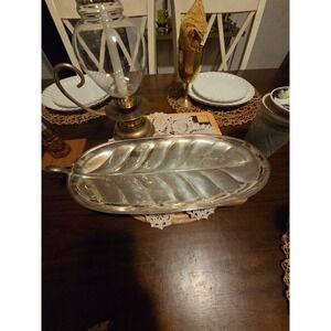 international silver company vintage silver-plated leaf-shaped serving tray